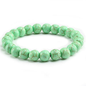 Trendy Men Black Lava Natural Stone Bracelet Charm Women Turquoises Transparent White Bead Strand Bracelets&Bangles Yoga Jewelry