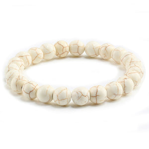 Trendy Men Black Lava Natural Stone Bracelet Charm Women Turquoises Transparent White Bead Strand Bracelets&Bangles Yoga Jewelry