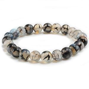 Trendy Men Black Lava Natural Stone Bracelet Charm Women Turquoises Transparent White Bead Strand Bracelets&Bangles Yoga Jewelry