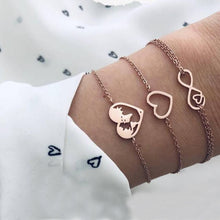 Load image into Gallery viewer, WUKALO 4 Pcs/ Set Gold Color Chain Bracelets Set for Woman Gold Color Heart Leaf Infinity Charm Wedding Bracelets Bangles