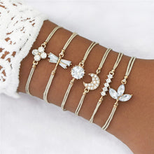 Load image into Gallery viewer, WUKALO 4 Pcs/ Set Gold Color Chain Bracelets Set for Woman Gold Color Heart Leaf Infinity Charm Wedding Bracelets Bangles