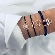 Load image into Gallery viewer, WUKALO 4 Pcs/ Set Gold Color Chain Bracelets Set for Woman Gold Color Heart Leaf Infinity Charm Wedding Bracelets Bangles