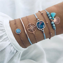Load image into Gallery viewer, WUKALO 4 Pcs/ Set Gold Color Chain Bracelets Set for Woman Gold Color Heart Leaf Infinity Charm Wedding Bracelets Bangles
