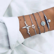 Load image into Gallery viewer, WUKALO 4 Pcs/ Set Gold Color Chain Bracelets Set for Woman Gold Color Heart Leaf Infinity Charm Wedding Bracelets Bangles