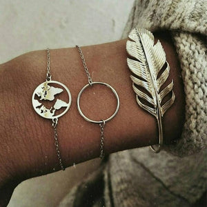 World Map Bracelets For Women Travel Jewellery Rose Gold Chain Friendship Sister Gifts Globe Bracelet Femme BFF