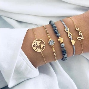 Ahmed 15 Style Bohemian Trendy Bracelet sets for Women Fashion Plain Shell Map Heart Animal Palm Beads Tassel Bracelets Jewelry