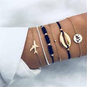 Ahmed 15 Style Bohemian Trendy Bracelet sets for Women Fashion Plain Shell Map Heart Animal Palm Beads Tassel Bracelets Jewelry