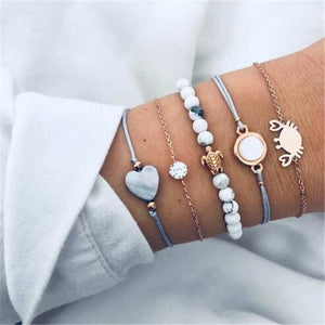 Ahmed 15 Style Bohemian Trendy Bracelet sets for Women Fashion Plain Shell Map Heart Animal Palm Beads Tassel Bracelets Jewelry