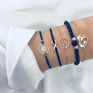 Ahmed 15 Style Bohemian Trendy Bracelet sets for Women Fashion Plain Shell Map Heart Animal Palm Beads Tassel Bracelets Jewelry