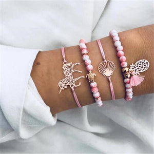 Ahmed 15 Style Bohemian Trendy Bracelet sets for Women Fashion Plain Shell Map Heart Animal Palm Beads Tassel Bracelets Jewelry